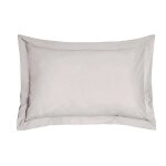 Taies doreiller - 100% coton - gris clair - 50x70 cm - volant plat 5 cm - lot de 2