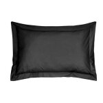 Taies doreiller - 100% coton - noir - 50x70 cm - volant plat 5 cm - lot de 2