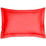 Taies doreiller - 100% coton - lot de 2 - 50x70 cm - volant plat 5 cm - rouge