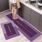 Lot de 2 tapis cuisine 40 * 60cm + 40 * 120cm lavable en machine tapis de cuisine fond violet tapis de ...