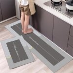 Lot de 2 tapis de cuisine devant evier - 40x60 cm & 40x120 cm gris - rectangulaire antid�rapant paillasson ...
