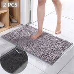 Lot de 2 tapis de douche en microfibre - tapis de bain antid�rapant absorbante douce confortable - 40x60 ...