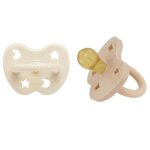 Lot de 2 t�tines rondes milky white et sand 3 - 36 mois - hevea