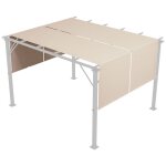 Lot de 2 toiles de rechange pergola - outsunny - r�tractable de 49 x 12 m - tissu polyester protection ...