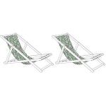 Lot de 2 toiles pour transat anzio / avellino motif feuillage blanc / vert