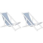 Lot de 2 toiles pour transat anzio / avellino motif zigzag bleu / blanc