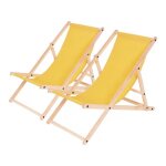 Lot de 2 transats en bois chilienne - 107 x 56. 5 x 81 cm - jaune Lot de 2 transats en bois chilienne - 107 x 56. 5 x 81 cm - jaune