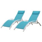 Lot de 2 transats galapagos en textilne bleu - aluminium blanc