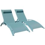 Lot de 2 transats galapagos en textilène bleu clair - aluminium bleu clair Lot de 2 transats galapagos en textilène bleu clair - aluminium bleu clair