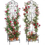 Lot de 2 treillis de jardin pour plantes grimpantes costway �tag�re pliable kits anti - basculement piquets ...