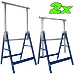 Lot de 2 trteaux tlescopiques professionnels deuba - hauteur rglable 81  130 cm - charge maximale ...
