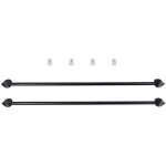 Lot de 2 tringles  rideaux extensibles 40  60 cm avec embout  feuille  - mtal ? noir