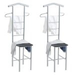 Lot de 2 valets de chambre jivo chevalets de nuit portants pour vêtements structure en métal argenté ... Lot de 2 valets de chambre jivo chevalets de nuit portants pour vêtements structure en métal argenté ...