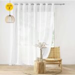 Lot de 2 voilages grande largeur à ?illets 300 x 240 cm - effet lin tissé haltona blanc Lot de 2 voilages grande largeur à ?illets 300 x 240 cm - effet lin tissé haltona blanc