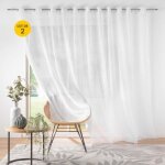 Lot de 2 voilages largeur baie vitrée 400 x 240 cm voile sablé lissea blanc Lot de 2 voilages largeur baie vitrée 400 x 240 cm voile sablé lissea blanc