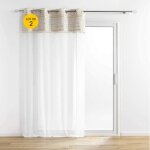 Lot de 2 voilages a oeillets 140 x 240 cm voile sablé + pompon sundore Lot de 2 voilages a oeillets 140 x 240 cm voile sablé + pompon sundore