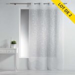 Lot de 2 voilages a oeillets 140x240 voile sable brode petite fleur blanc / blanc