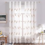 Lot de 2 voilages � oeillet moustiquaire broderie decoration en polyester motifs de plumes voile rideaux ...