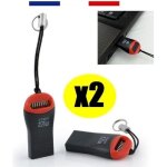 Lot de 2 x lecteur adaptateur cl� usb 2. 0 pour carte m�moire micro - sd / hc jusqu� 32go / 32gb