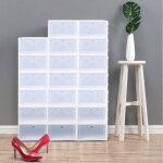 Lot de 20 grandes botes  chaussures transparentes empilables avec couvercle en plastique transparent ...
