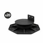 Lot de 20 plots 18 - 30mm pour terrasse bois et composite - l: 148 mm - l: 148 mm - noir