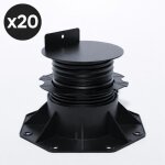 Lot de 20 plots 60 - 138 mm pour terrasse bois et composite - l: 186 mm - l: 186 mm - noir