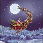 Serviettes de table en papier - pere noel et son train - lot de 20 - blanc - rouge - 33x33 cm