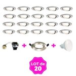 Lot de 20 spots encastrable orientable inox avec gu10 led de 5w eqv. 40w blanc chaud 2800k
