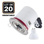 Supports spots bbc - inox - gu10 - 20 pices - ampoules led 5w - encastrable - conomie dnergie