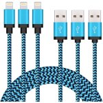 [lot de 3 2m] cble chargeur en nylon tress pour iphone ipad ipod - rose + gris