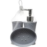 Set 3 accessoires salle de bain - five - distributeur 200ml - gris