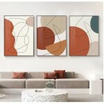 Lot de 3 affiches dart mural avec lignes g�om�triques abstraites peinture sur toile images pour salon ...