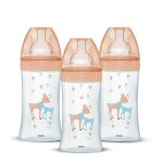 Lot de 3 biberons dodie anti - colique sensation + - verre - 270ml - 0 - 6 mois - ttine plate - dbit ...
