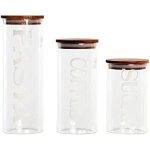 Lot de 3 bocaux - dkd home decor - bois dacacia et verre borosilicate - transparent - 102 x 102 x 277 ...
