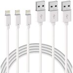 Lot de 3 c�ble de chargeur iphone 1m fil lightning charge rapide pour iphone 11 pro xs max xr x 8 7 6s ...