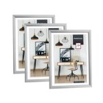 Lot de 3 cadres photos en alu pour photo 30x30 cm