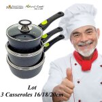 Lot 3 casseroles 16 18 20cm espace cuisine professionnel