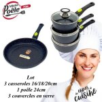 Lot 3 casseroles 16 18 20cm - pole 24cm espace cuisine professionnel