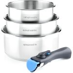 Lot de 3 casseroles inox manche amovible arthur martin 5531