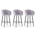 Lot de 3 chaises de bar en velours kandi 106cm argent