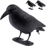 Lot de 3 corbeaux factices artecsis - corbeau anti - pigeon leurre de jardin corbeau en plastique noir ...