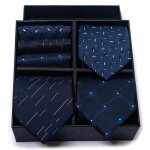 Lot de 3 cravates et carrs de poche homme classique elegant tisse jacquard coffret cadeau pour fete ...