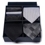 Lot de 3 cravates et carrs de poche homme insfity - style 62 - noir - polyester