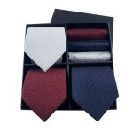 Lot 3 cravates et mouchoirs de poche homme carreau business elgant coffret cadeau pour fete et mariage ...
