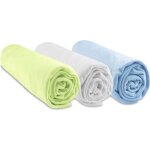 Lot de 3 draps housse bambou 40x80 / 90 anis blanc ciel