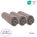Lot de 3 draps housse jersey bambou 60x120 taupe - easy dort - draps housse - mixte - marron - rectangulaire ... Lot de 3 draps housse jersey bambou 60x120 taupe - easy dort - draps housse - mixte - marron - rectangulaire ...