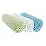 Lot de 3 draps housse jersey coton 40x80 - garon - anis blanc turquoise