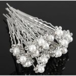 Lot de 3 �pingles � chignon perles et strass blancs ? longueur tige 59 cm
