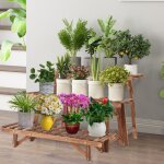 Lot de 3 �tag�res echelles fleurs en bois - support de pot de plantes pour jardin terrasse balcon