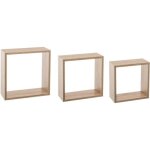 3 grandes �tag�res murales fixy cube effet ch�ne - 5 five simply smart